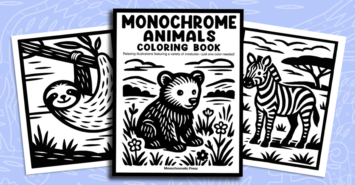 Monochrome Animals Coloring Book